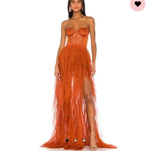 NWT For Love and Lemons X Revolve Bustier Dress in Rust, Size Small